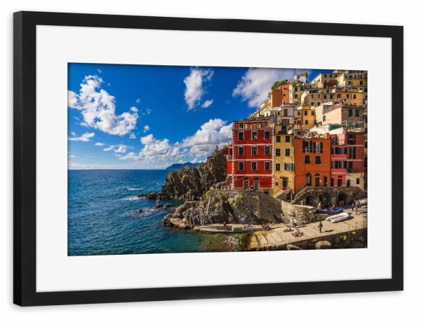 Poster mit Rahmen schwarz "Riomaggiore in Italien" artboxONE - Reise,Architektur,Reise / Strand und Meer,Reise / Länder