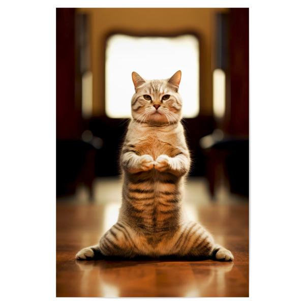 Poster 30x20 cm "Miau Katzenyoga M" artboxONE - Tiere,Lustig - Katze,Katzen,Yoga,Bewegung,Tier