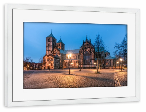 Poster mit Rahmen weiß "Dom in Münster" artboxONE - Städte,Architektur