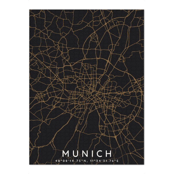 Puzzle Ravensburger "Munich minimalist map Dark" artboxONE - Städte,Städte / München,Kartografie