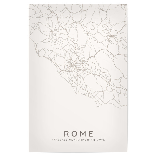 Poster 30x20 cm "Rom minimalistische Karte Taupe" artboxONE - Städte,Städte / Rom,Kartografie