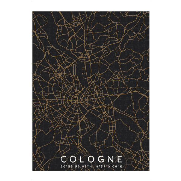 Puzzle Ravensburger "Köln minimalistische Karte Dunkel" artboxONE - Städte,Städte / Köln,Kartografie