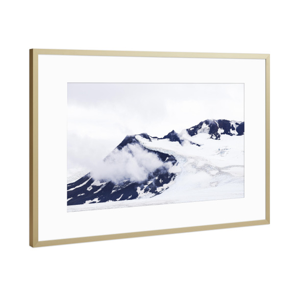 Poster mit Rahmen Gold "Eisfeld in Alaska" artboxONE - Natur,Reise - Alaska,Harding icefield,Gletscher,Berge