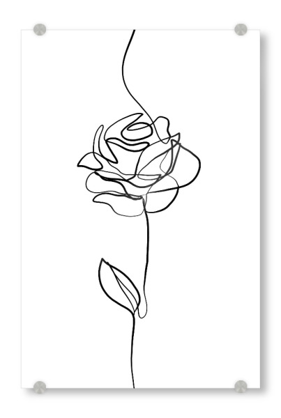 Acrylglasbild "Rosenlinienzeichnung" artboxONE - Floral,Liebe,Für Mama