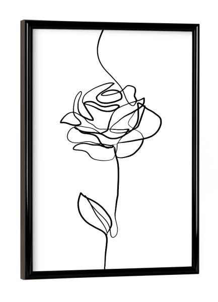 Poster mit schwarzem Rahmen "Rosenlinienzeichnung" artboxONE - Floral,Liebe,Für Mama