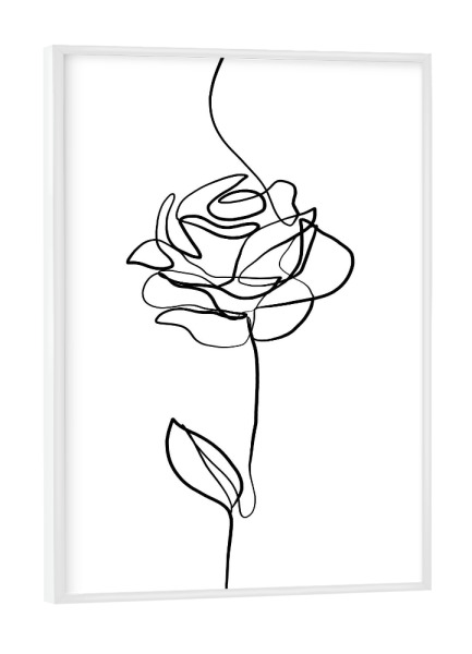 Poster mit weißem Rahmen "Rosenlinienzeichnung" artboxONE - Floral,Liebe,Für Mama
