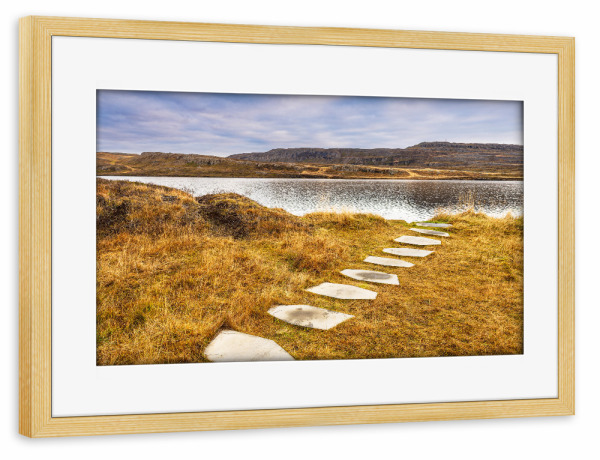 Poster mit Rahmen kiefer "See im Osten von Island" artboxONE - Natur,Reise,Reise / Länder