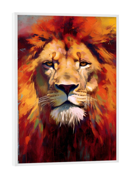Poster mit weißem Rahmen "Lion abstract" artboxONE - Natur,Tiere,Abstrakt - Lion,Painting,King of the jungle,King,Wild,Animal,Modern,Vibrant