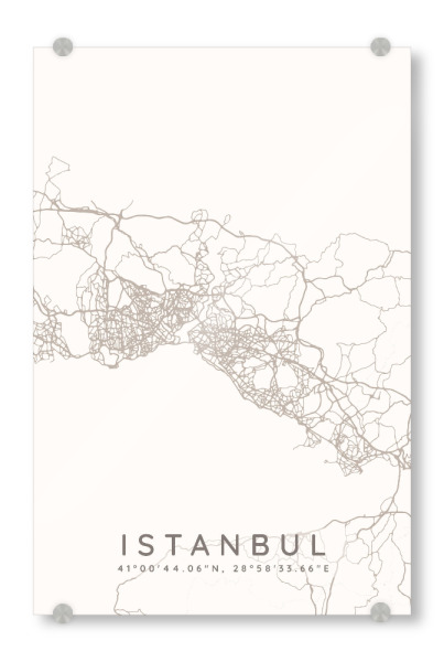 Acrylglasbild "Istanbul minimalist map taupe" artboxONE - Städte,Städte / Istanbul,Kartografie