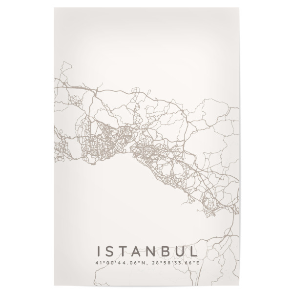 Poster 30x20 cm "Istanbul minimalist map taupe" artboxONE - Städte,Städte / Istanbul,Kartografie