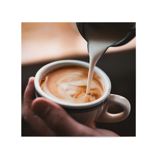 Poster 20x20 cm "Barrista Moment - Flat Cappuccino" artboxONE - Essen & Trinken - Kaffee,Kaffeeliebhaber,Cafe,Coffee,Barrista,Bar
