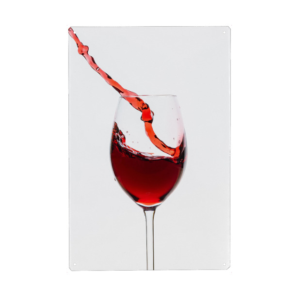 Holzbild "Rotwein fließt" artboxONE - Abstrakt - Glas,Wein,Weinglas,Einschenken,Rotwein,Bar,Restaurant,Fließt
