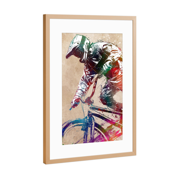 Poster mit Rahmen Kupfer "BMX Biker Sport Art D" artboxONE - Sport / Motorsport,Sport - Bmx,Fahrrad,Radfahren,Fahrrad,Biker,Radfahrer,Grafik