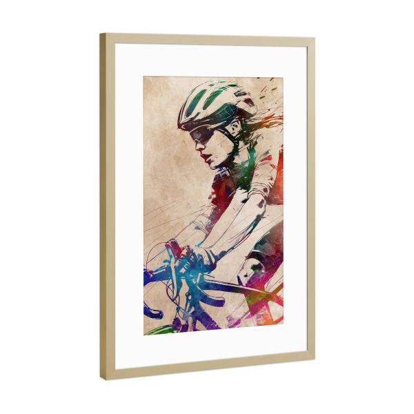 Poster mit Rahmen Gold "Radsportkunst K" artboxONE - Sport,Sport / Motivation - Fahrrad,Radfahren,Fahrrad,Biker,Radfahrer,Grafik