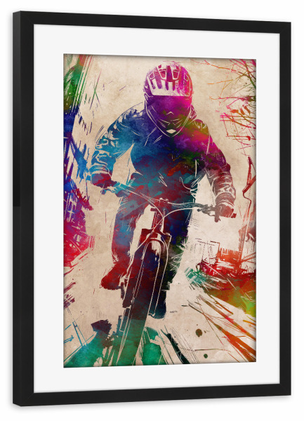 Poster mit Rahmen schwarz "BMX Biker Sport Art E" artboxONE - Sport,Sport / Sommerspiele - Fahrrad,Radfahren,Fahrrad,Biker,Radfahrer,Grafik