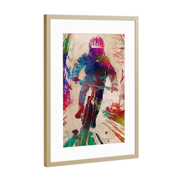Poster mit Rahmen Gold "BMX Biker Sport Art E" artboxONE - Sport,Sport / Sommerspiele - Fahrrad,Radfahren,Fahrrad,Biker,Radfahrer,Grafik
