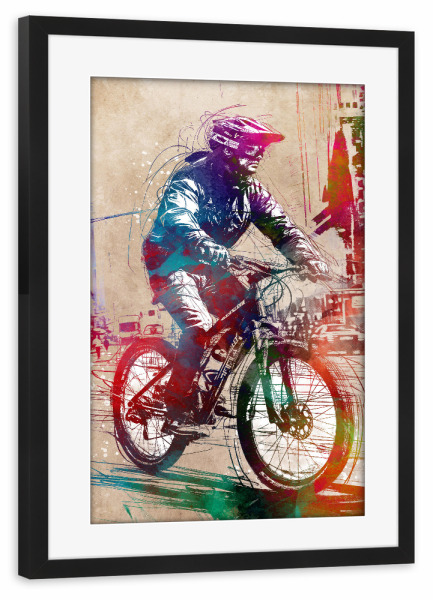Poster mit Rahmen schwarz "Citybike Sportart C" artboxONE - Sport,Sport / Sommerspiele - Fahrrad,Radfahren,Fahrrad,Biker,Radfahrer,Grafik