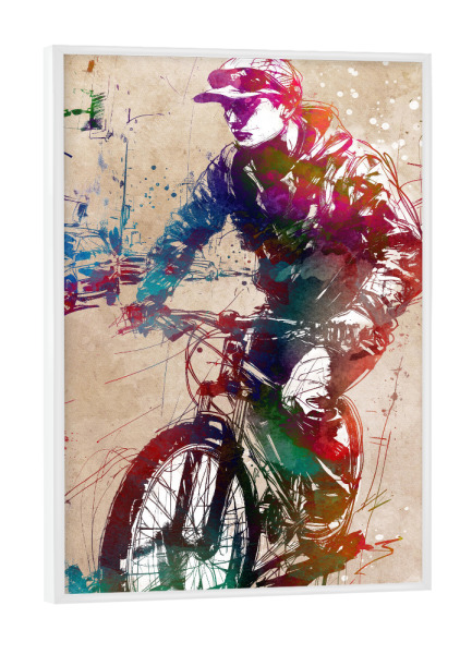 Poster mit weißem Rahmen "Citybike Sportart E" artboxONE - Sport,Sport / Motivation - Fahrrad,Radfahren,Fahrrad,Biker,Radfahrer,Grafik
