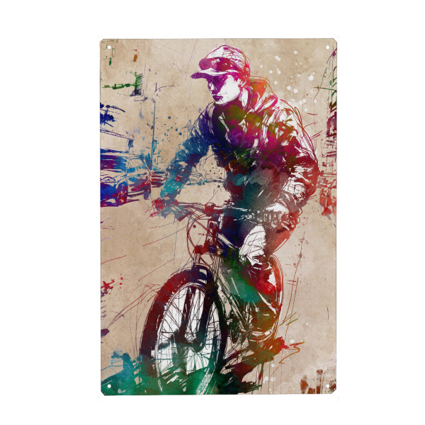 Holzbild "Citybike Sportart E" artboxONE - Sport,Sport / Motivation - Fahrrad,Radfahren,Fahrrad,Biker,Radfahrer,Grafik