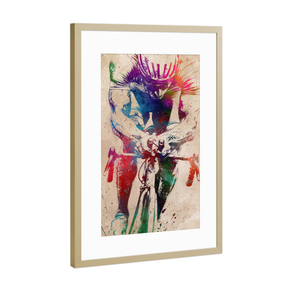 Poster mit Rahmen Gold "Radsportkunst N" artboxONE - Sport,Sport / Motivation - Fahrrad,Radfahren,Fahrrad,Biker,Radfahrer,Grafik