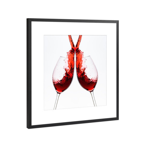 Poster mit Rahmen Schwarz (Metallic) "Rotweinglas" artboxONE - Abstrakt