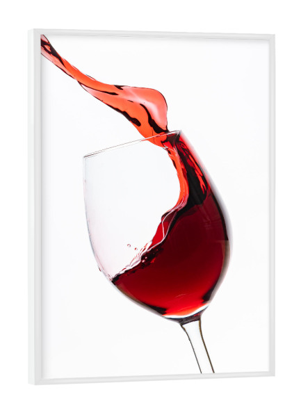 Poster mit weißem Rahmen "Der Rotwein" artboxONE - Abstrakt,Essen & Trinken / Alkohol - Glas,Wein,Weinglas,Einschenken,Rotwein,Bar,Restaurant,Fließt