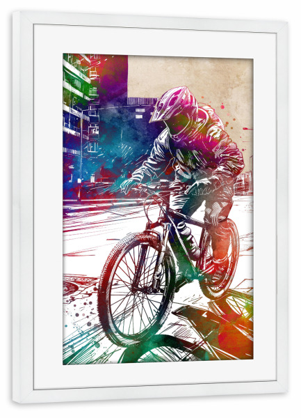 Poster mit Rahmen weiß "Fahrradsport Sport F" artboxONE - Sport,Sport / Motivation - Fahrrad,Radfahren,Fahrrad,Biker,Radfahrer,Grafik