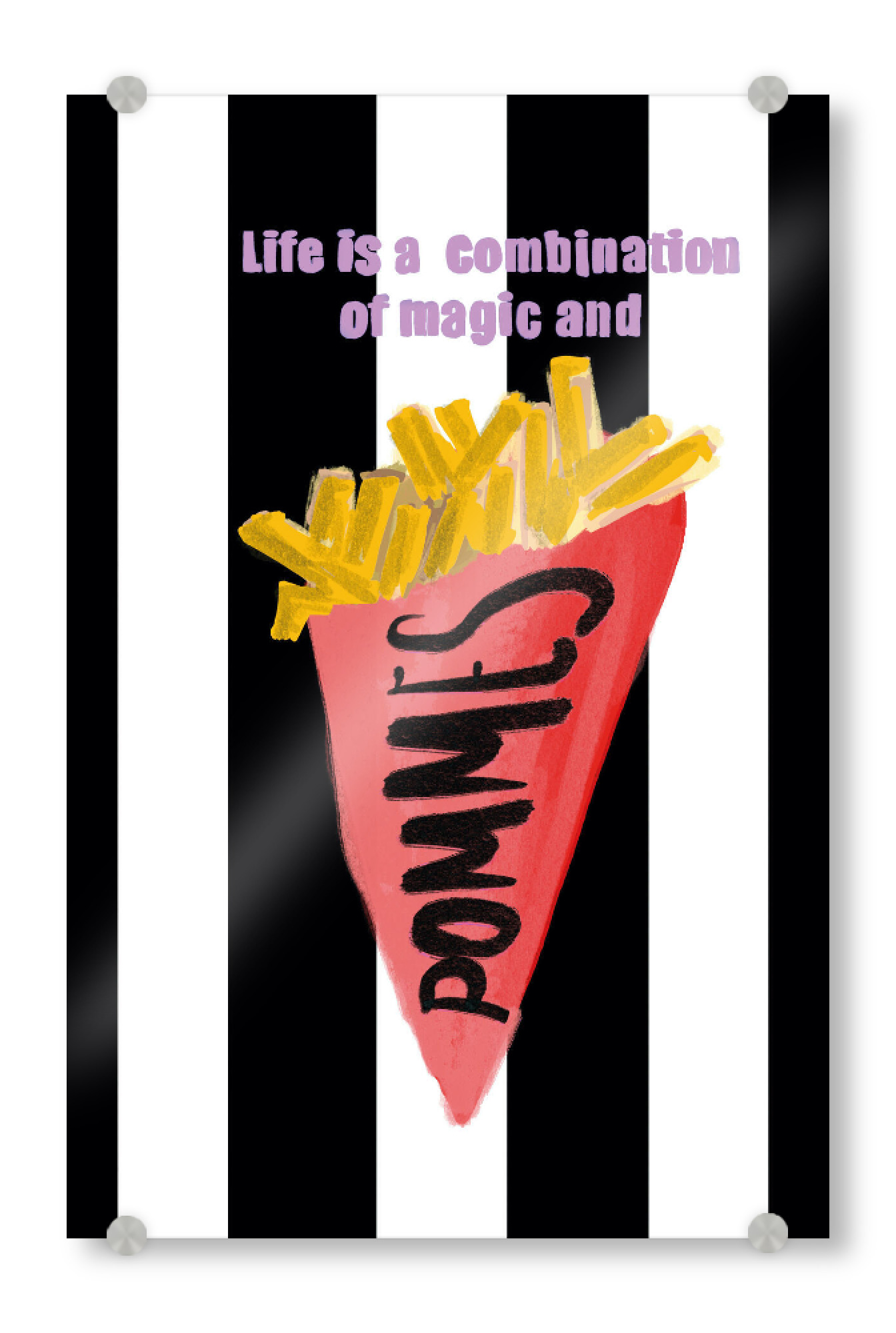Acrylglasbild "Pommes are magic" artboxONE - Essen & Trinken - Pommes,Fritten,Fries,Pomm,Magic,Streifen,I love pommes,Food,Utearnold