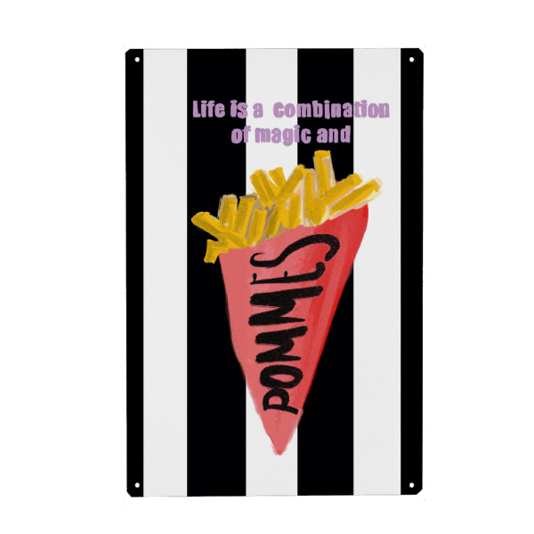 Holzbild "Pommes are magic" artboxONE - Essen & Trinken - Pommes,Fritten,Fries,Pomm,Magic,Streifen,I love pommes,Food,Utearnold