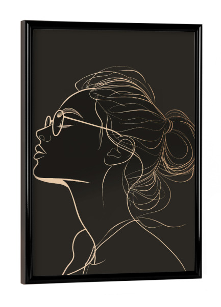 Poster mit schwarzem Rahmen "Lineart woman with sunglasses" artboxONE - Menschen - Lineart,Line,Art,Frau,Minimalistisch,Dunkel,Sonnenbrille