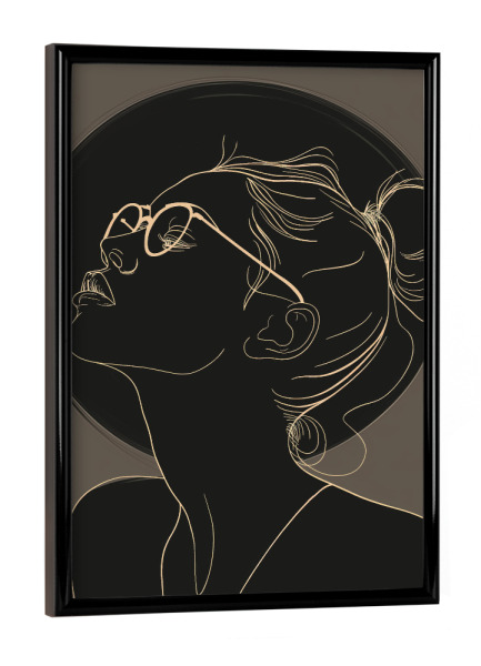 Poster mit schwarzem Rahmen "Lineart woman with glasses" artboxONE - Menschen - Lineart,Line,Art,Glasses,Brille,Minimalistisch,Cool