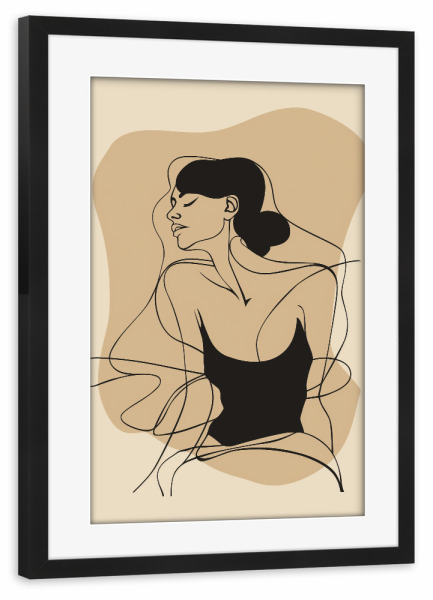 Poster mit Rahmen schwarz "Minimal woman line art" artboxONE - Abstrakt,Menschen - Line,Art,Lineart,Woman,Frau,Minimalistisch,Bikini,Ki