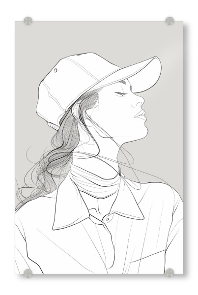 Acrylglasbild "Wearing a cap" artboxONE - Menschen,Fashion - Female,Frau,Cap,Kappe,Fashion,Mode,Ki