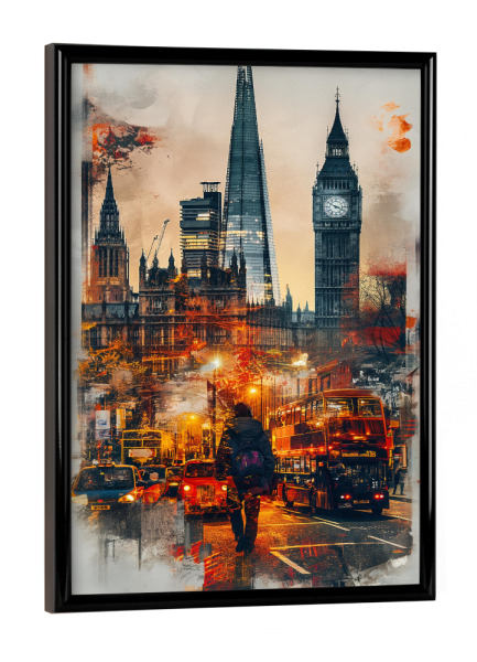 Poster mit schwarzem Rahmen "Londoner Wahrzeichen" artboxONE - Städte,Städte / London,Architektur,Männer