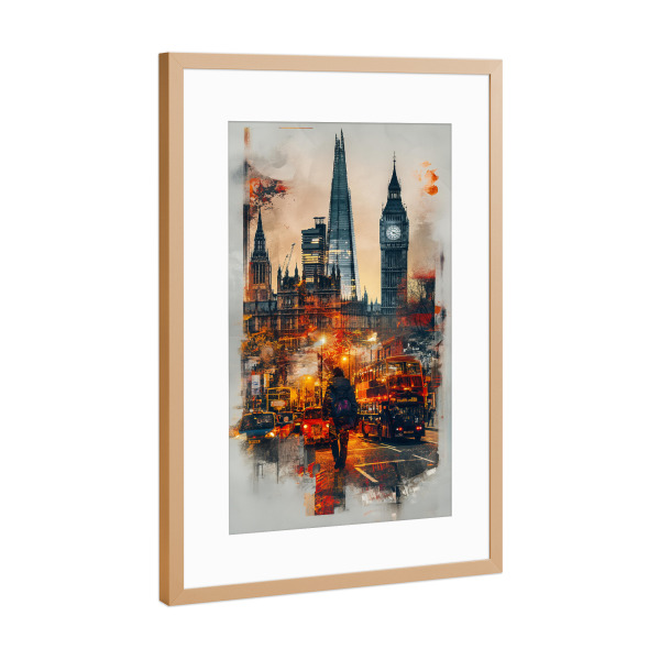 Poster mit Rahmen Kupfer "Londoner Wahrzeichen" artboxONE - Städte,Städte / London,Architektur,Männer