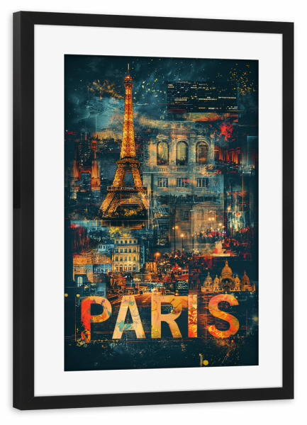 Poster mit Rahmen schwarz "Paris - Architektur" artboxONE - Städte,Abstrakt,Architektur,Städte / Paris
