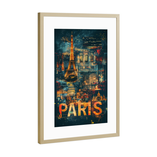 Poster mit Rahmen Gold "Paris - Architektur" artboxONE - Städte,Abstrakt,Architektur,Städte / Paris