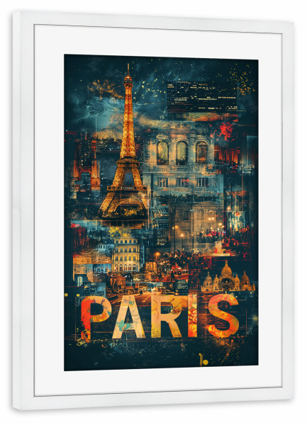 Poster mit Rahmen weiß "Paris - Architektur" artboxONE - Städte,Abstrakt,Architektur,Städte / Paris