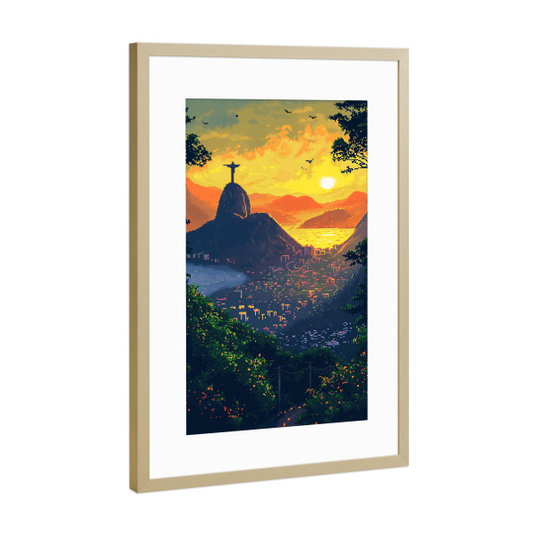 Poster mit Rahmen Gold "Rio de Janeiro - Landschaft" artboxONE - Städte,Natur,Reise,Städte / Rio de Janeiro