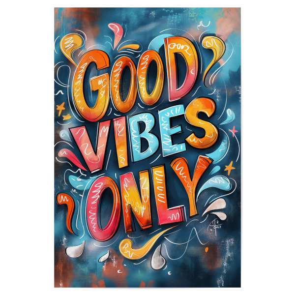 Poster 30x20 cm "Good Vibes Only - bunt" artboxONE - Typografie - Typo,Typografie,Mindset,Good,Vibes,Only,Bunt