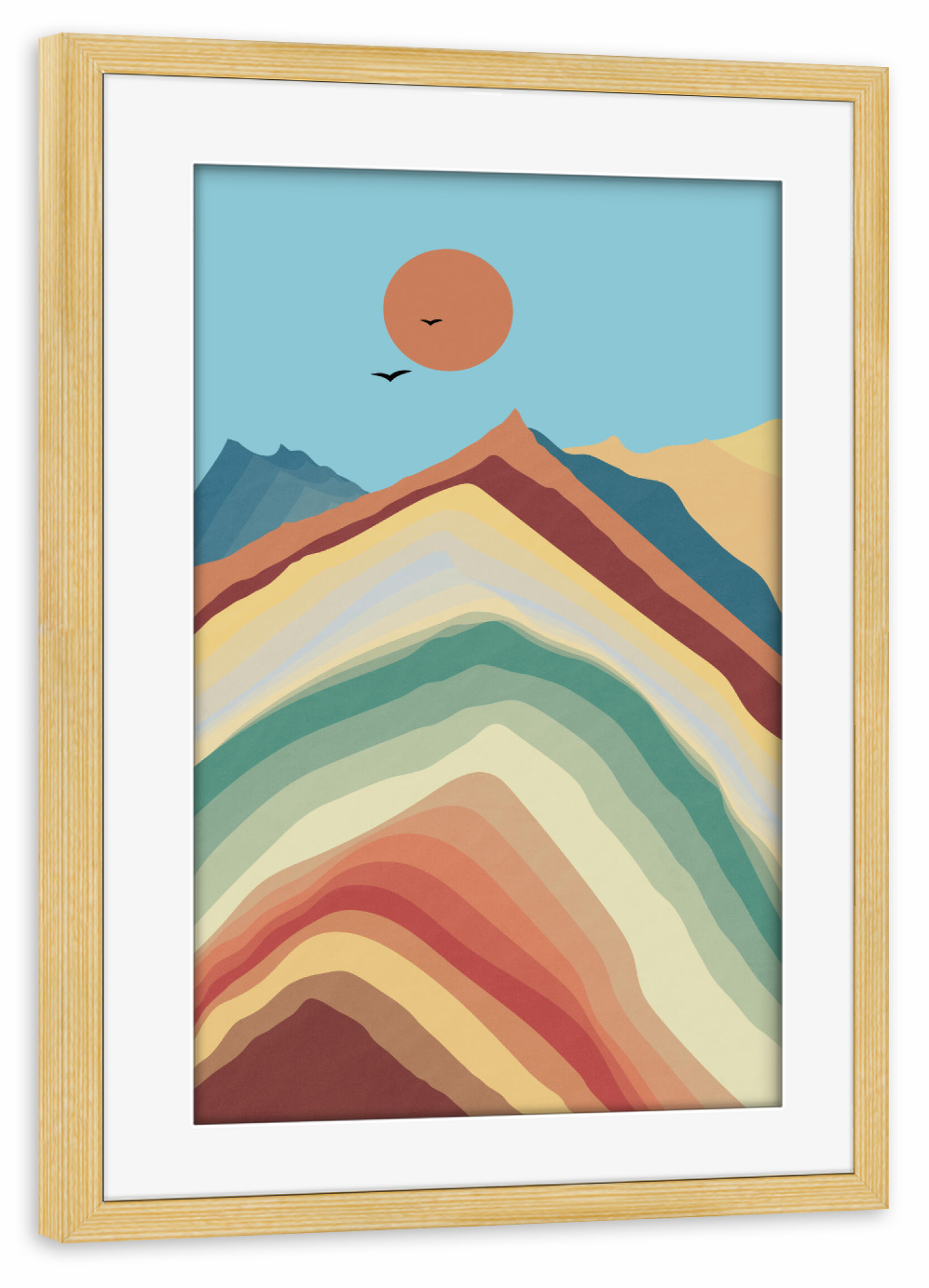 Poster mit Rahmen kiefer "Swiss Mountain Joy - Illustration" artboxONE - Reise,Abstrakt,Geometrie