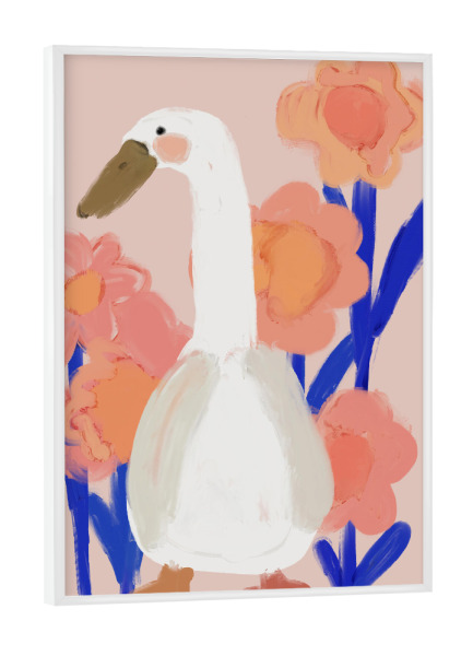 Poster mit weißem Rahmen "Gans Im Frühling" artboxONE - Floral,Tiere,Für Mama