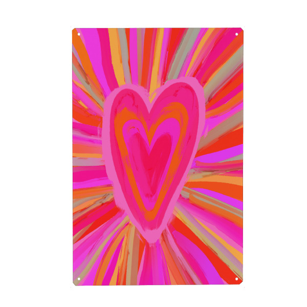 Metall Poster "Liebe Ist Gross" artboxONE - Abstrakt,Für Mama - Herz,Liebe,Pink,Neon,Illustration,Muttertag,Love,Geschenk,Treechild,Farbenfroh,Bunt