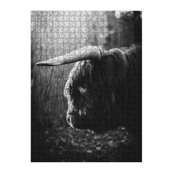 artboxONE Puzzle "Wild friend" artboxONE - Natur,Reise,Tiere,Abstrakt,Schwarzweiß - Hochlandrind,Cattle,Cow,Highland cattle,Wild,Tier,Schwarzweiß