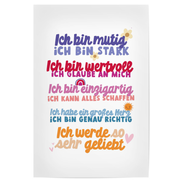 Poster 30x20 cm "Affirmationen für Kids" artboxONE - Typografie,Für Kinder