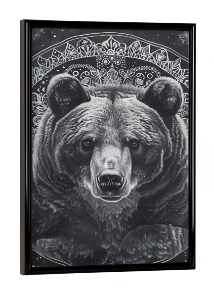 Poster mit schwarzem Rahmen "Mandala - Bär Schwarz" artboxONE - Natur,Tiere,Abstrakt