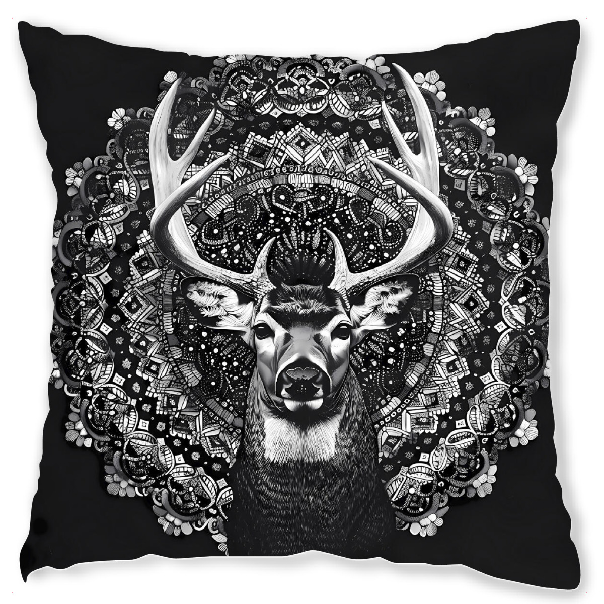 Design-Kissen "Mandala - Hirsch schwarz" artboxONE - Natur,Tiere,Abstrakt
