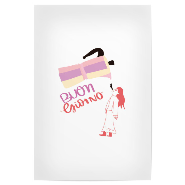 Poster "Buongiorno" artboxONE - Essen & Trinken,Lustig - Buongiorno,Espresso,Kaffee,Lettering,Flatillustration,Spruch,Guten morgen,Morning quote