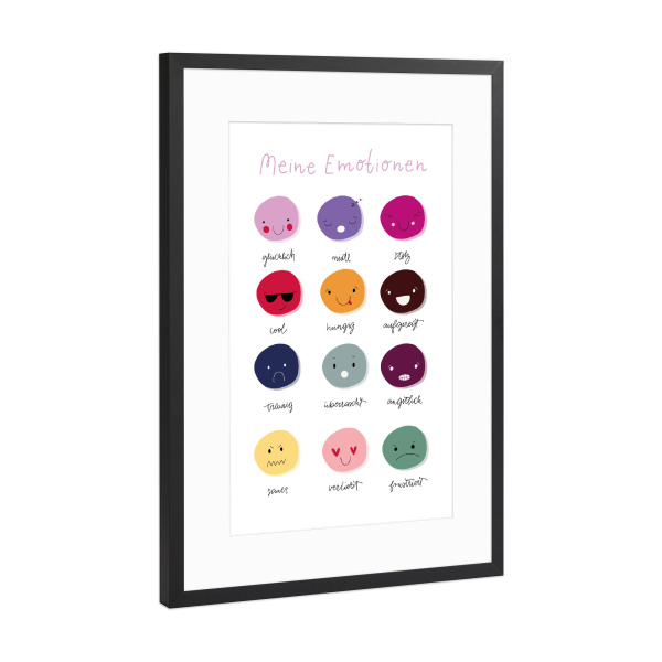 Poster mit Rahmen Schwarz (Metallic) "Emotionen" artboxONE - Für Kinder