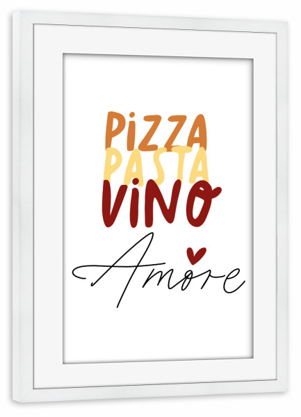 Poster mit Rahmen weiß "Italien Liebe" artboxONE - Typografie,Essen & Trinken / Alkohol